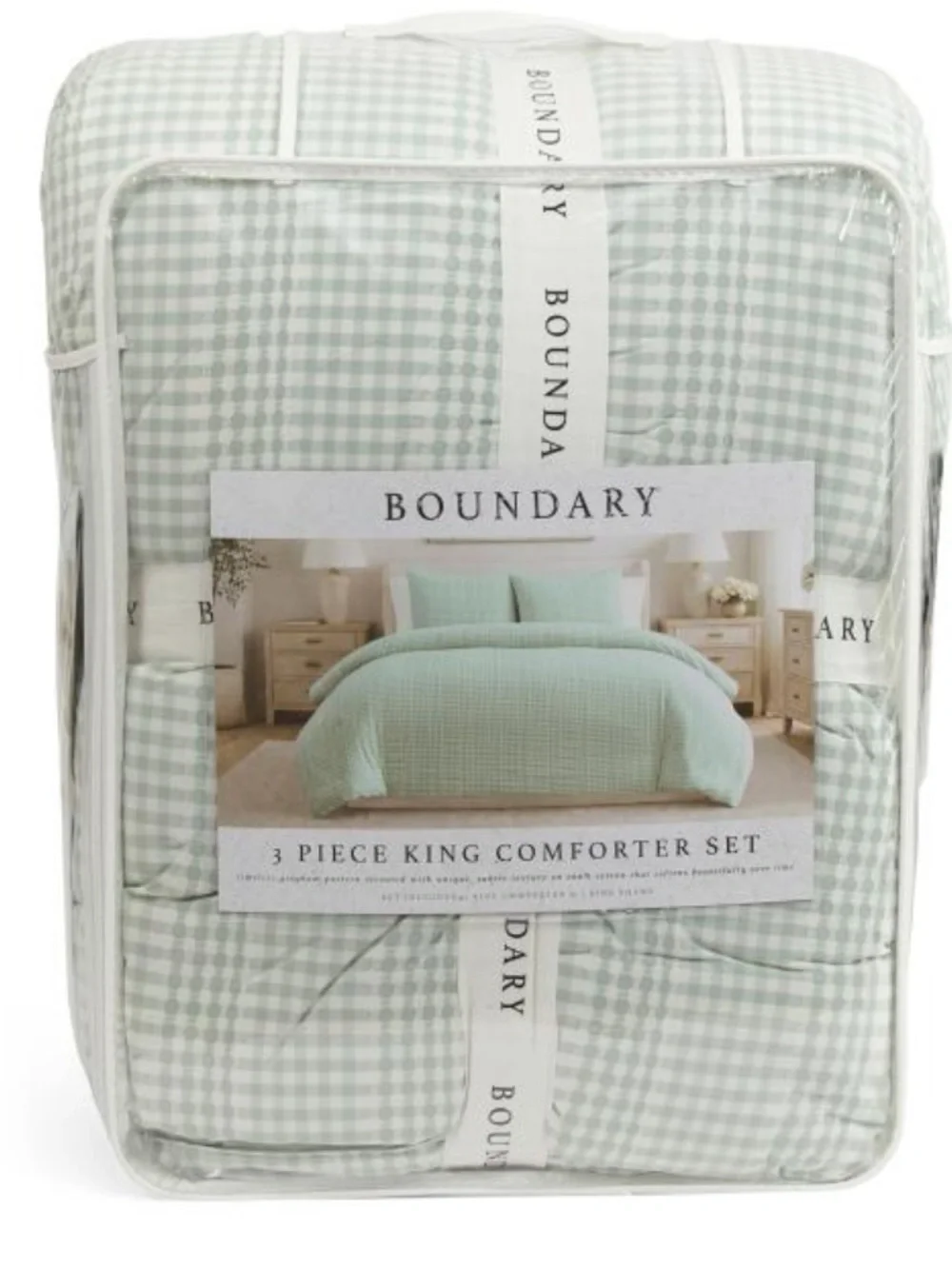 Boundary Comforter Set -  Green Gingham (3-Piece)
